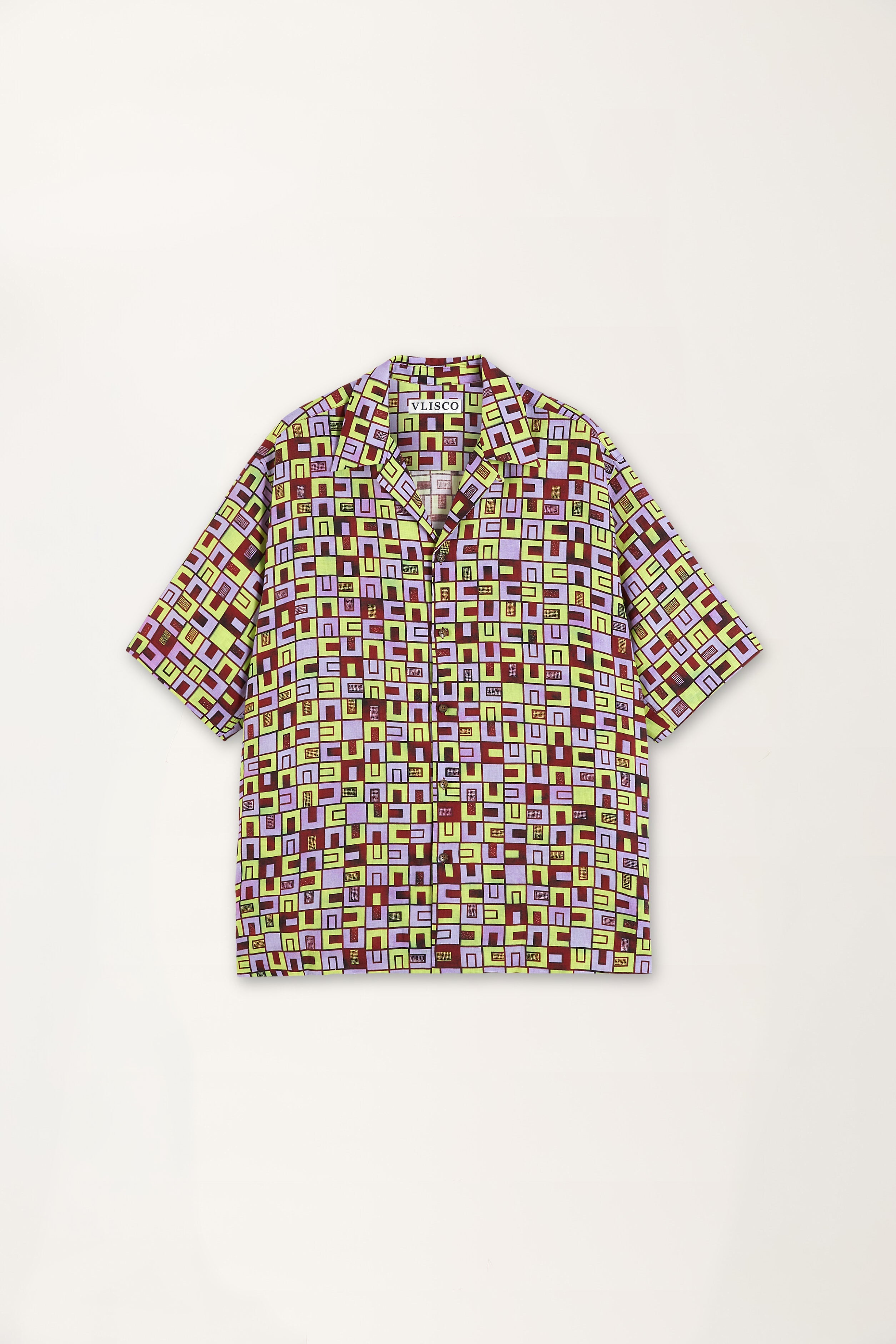 Boxes Print Short Sleeve Shirt