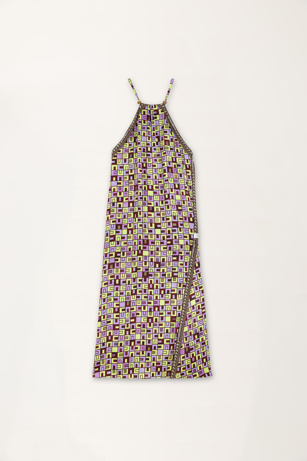 Boxes Print Maxi Slip Dress