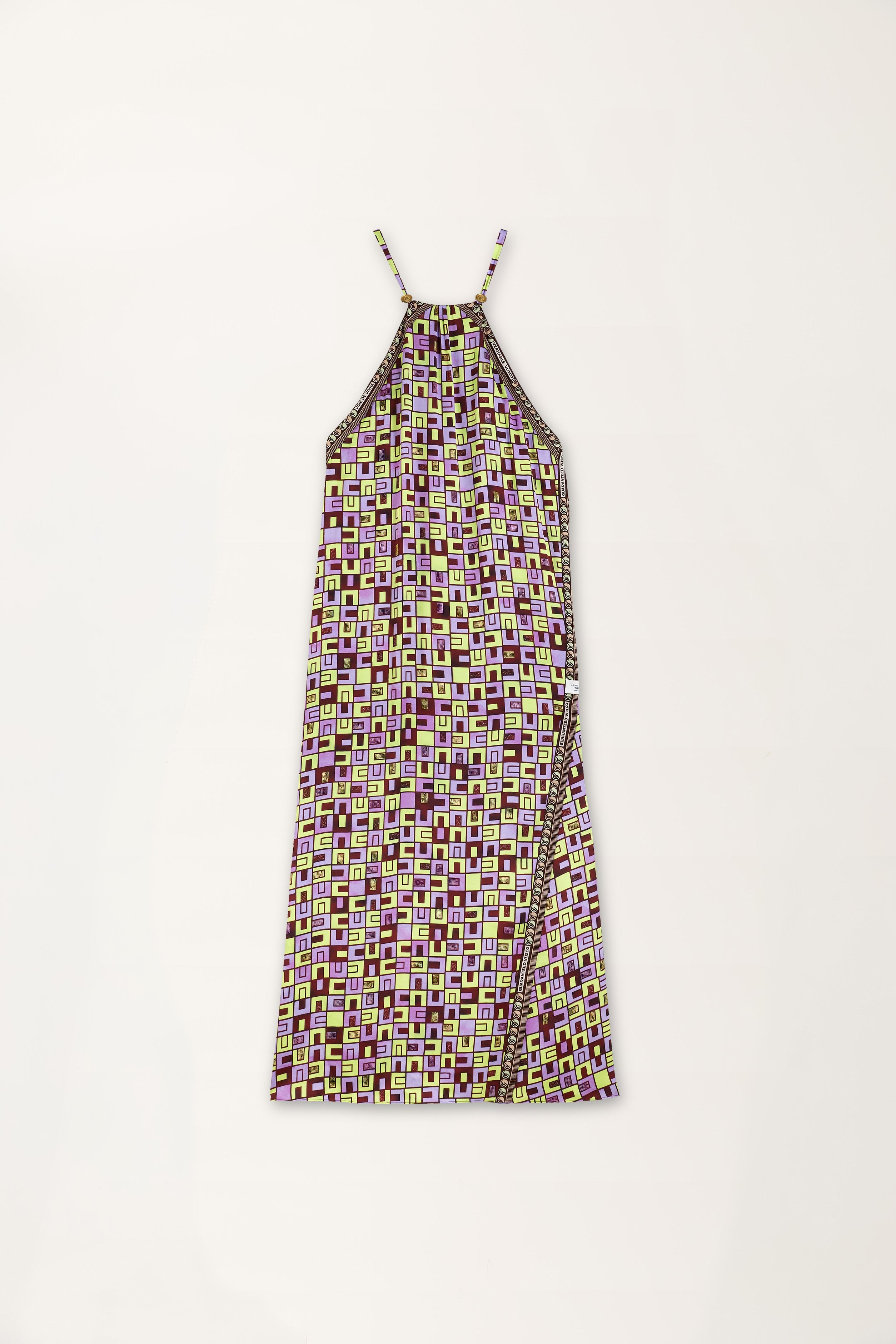 Boxes Print Maxi Slip Dress