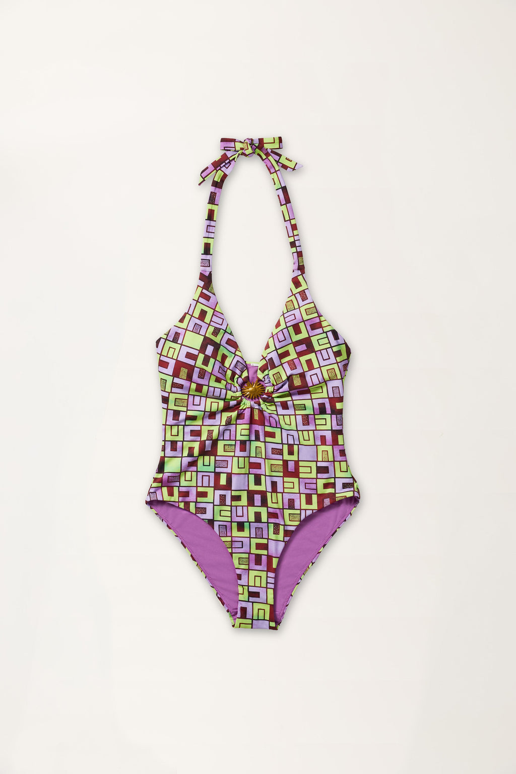 Boxes Print Swimsuit