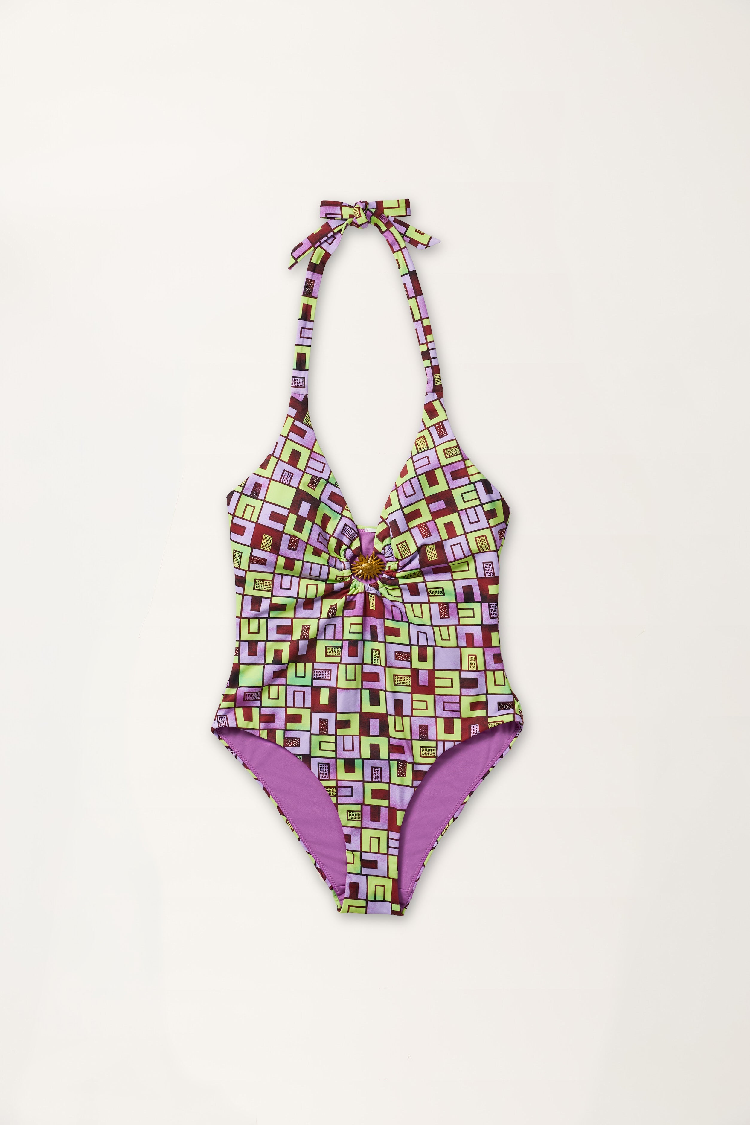 Boxes Print Swimsuit