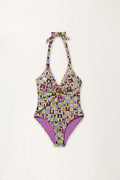 Boxes Print Swimsuit
