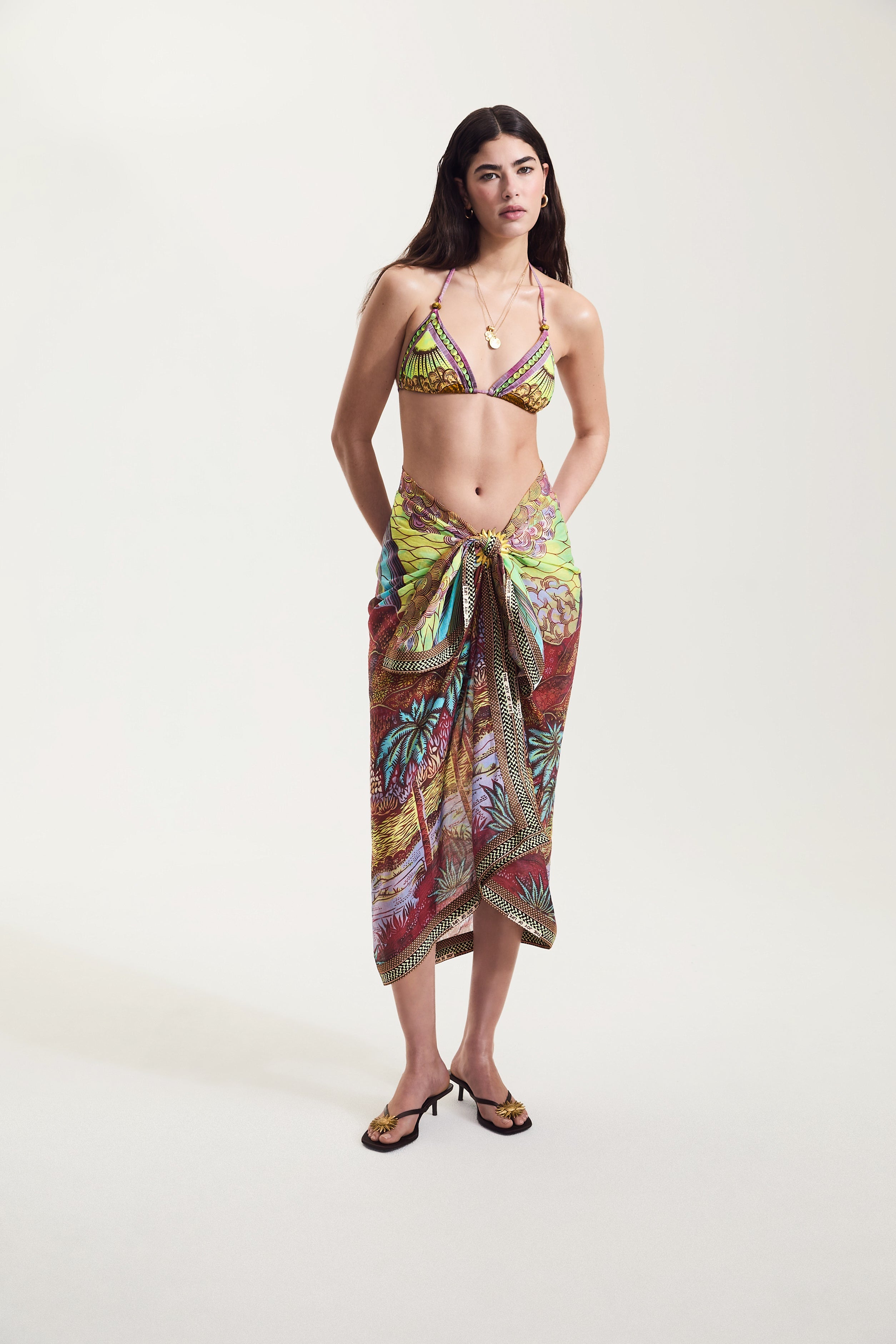 Rainbow Print Pareo Skirt