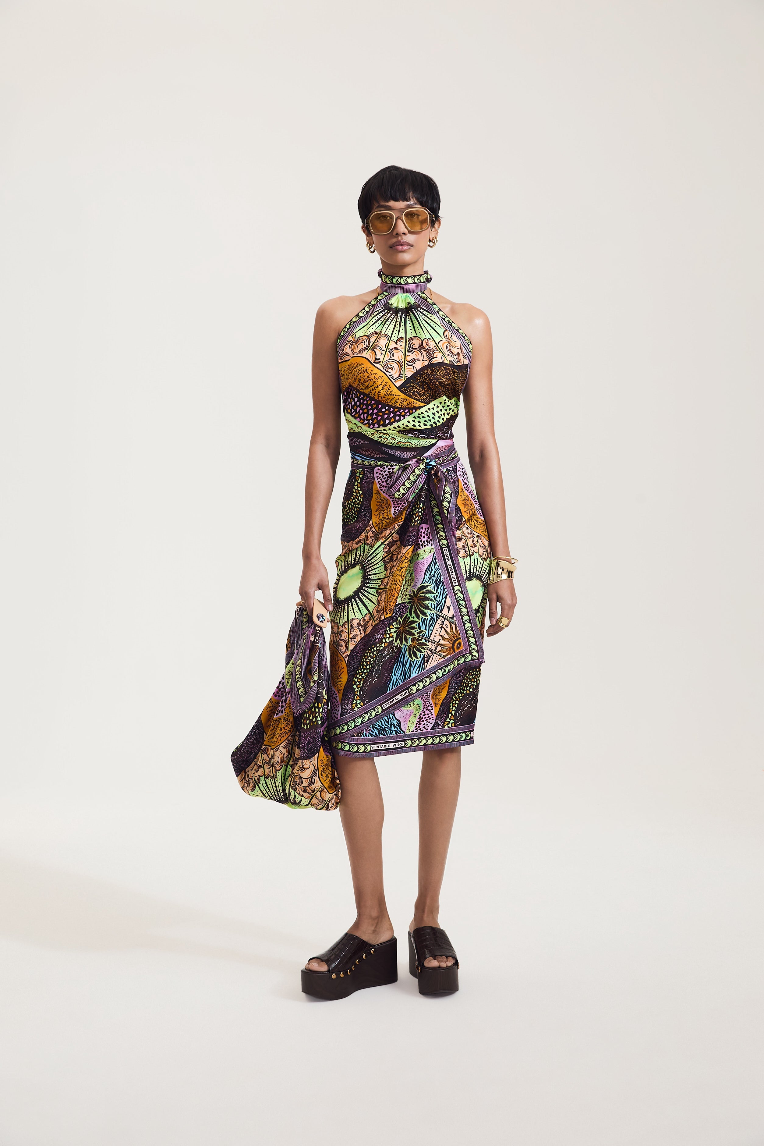 Eternal Sun Print Scarf Skirt