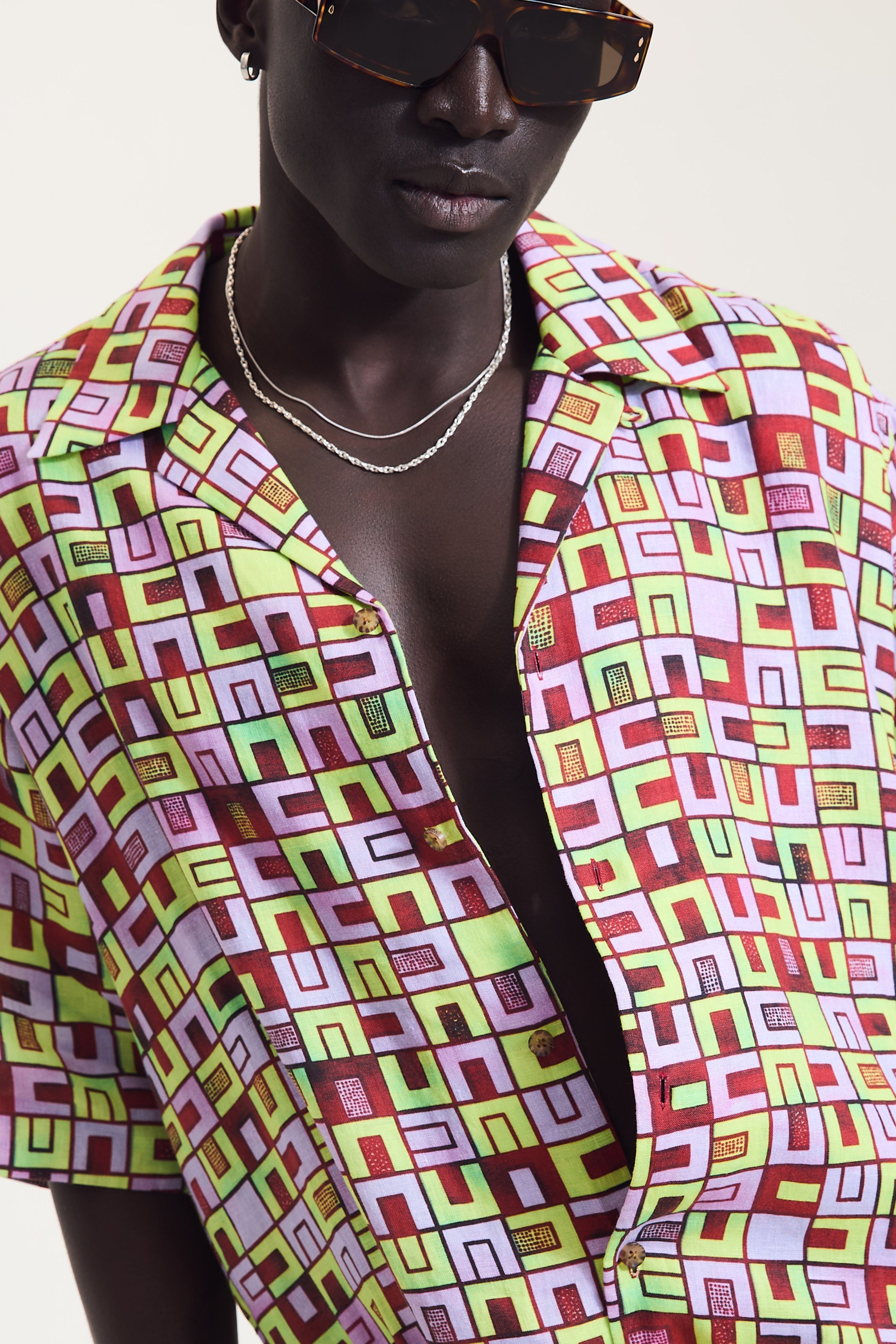 Boxes Print Short Sleeve Shirt