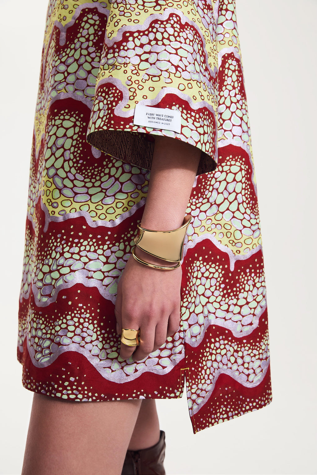 Bubble Waves Print Shirt Dress