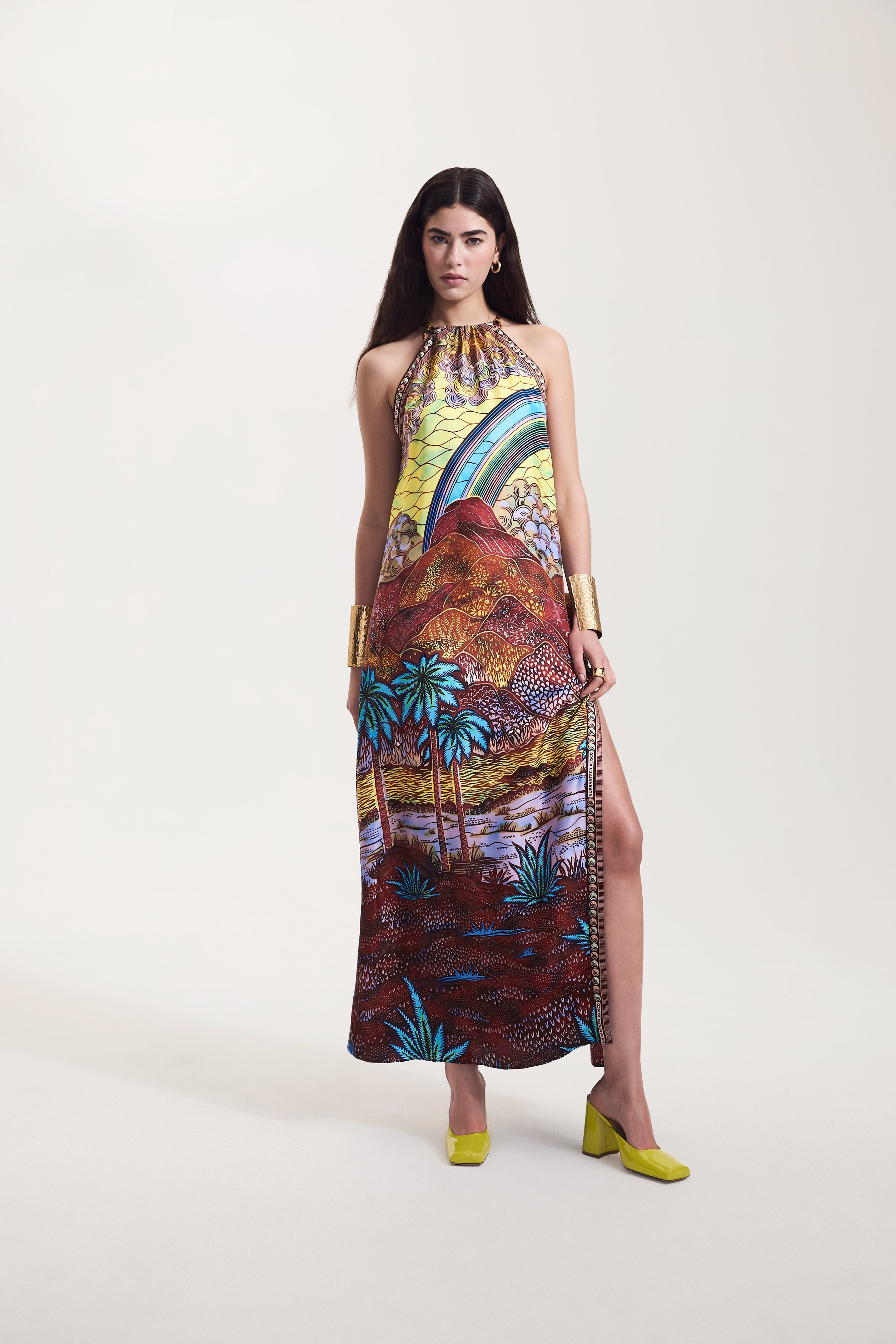 Rainbow Print Maxi Slip Dress