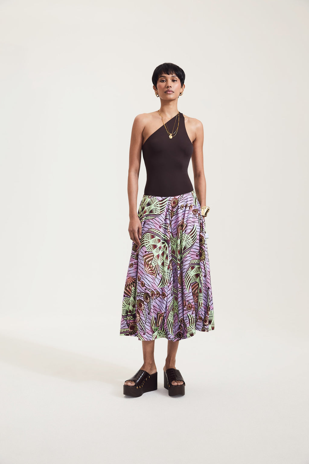 Strange Flowers Print Skirt