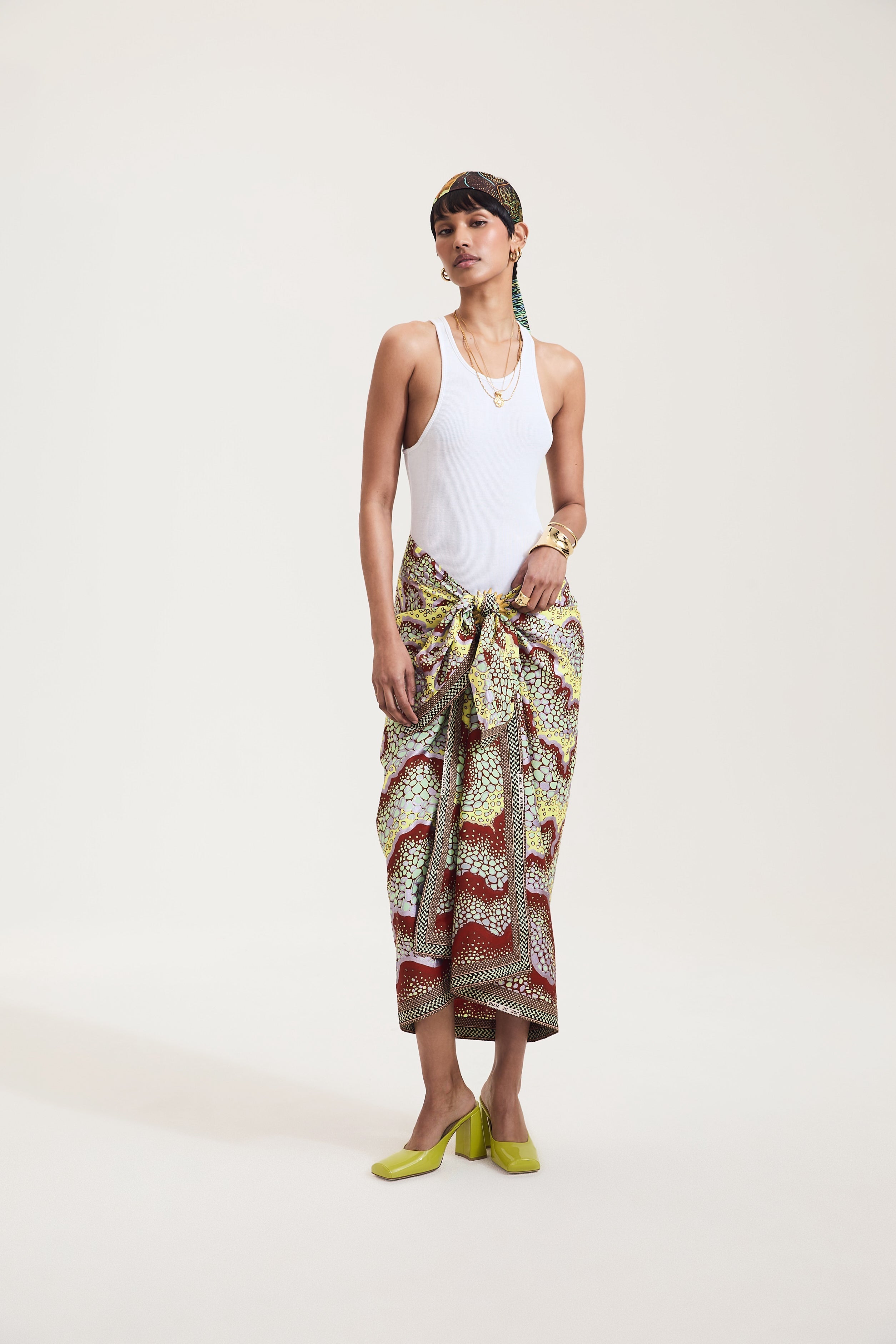 Bubble Waves Print Pareo Skirt