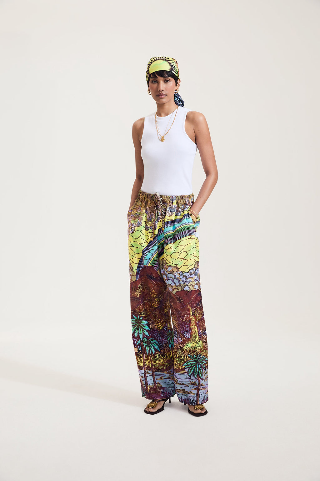 Rainbow Print Drawstring Trouser