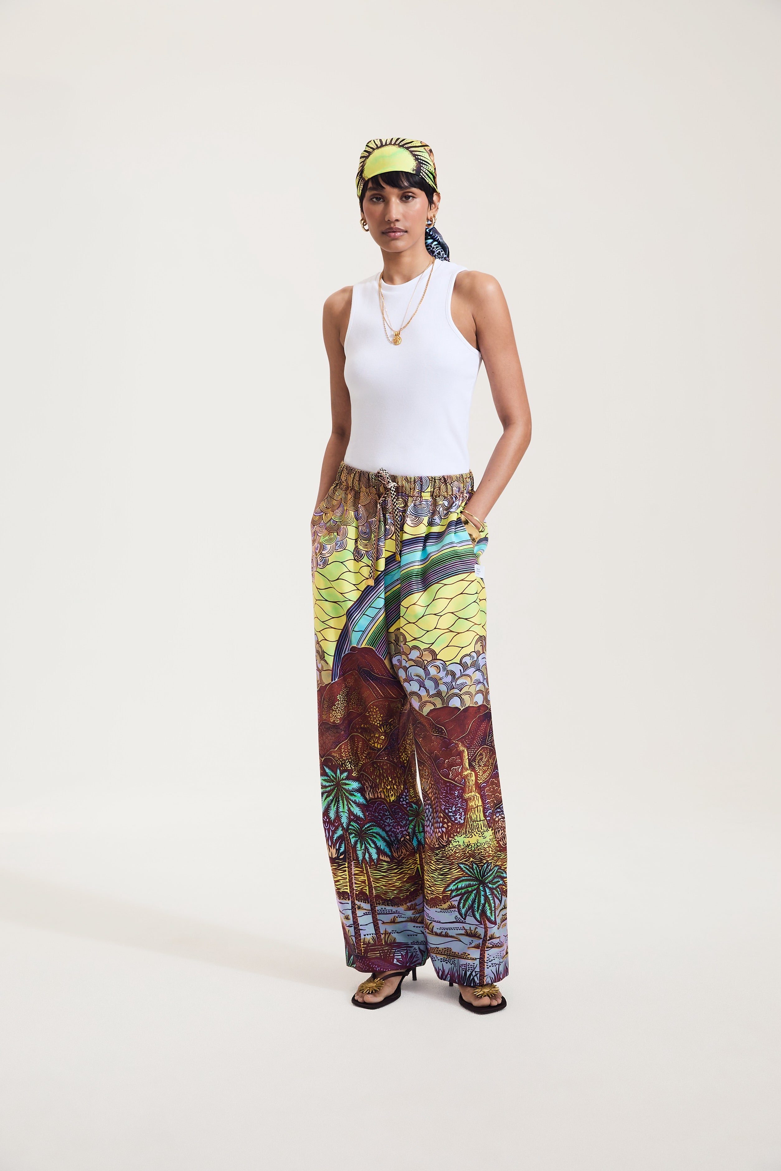 Rainbow Print Drawstring Trouser