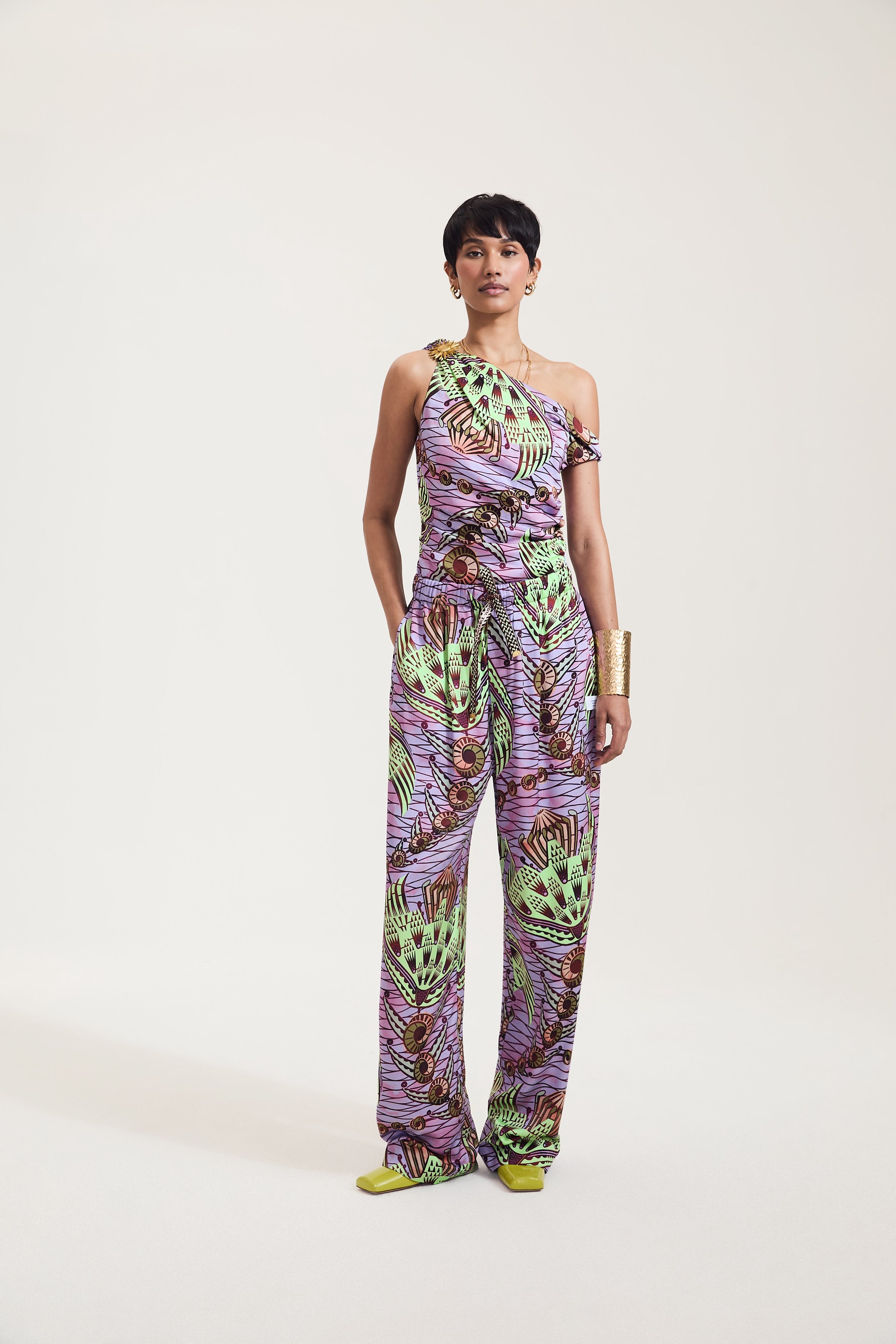 Strange Flowers print drawstring Trouser