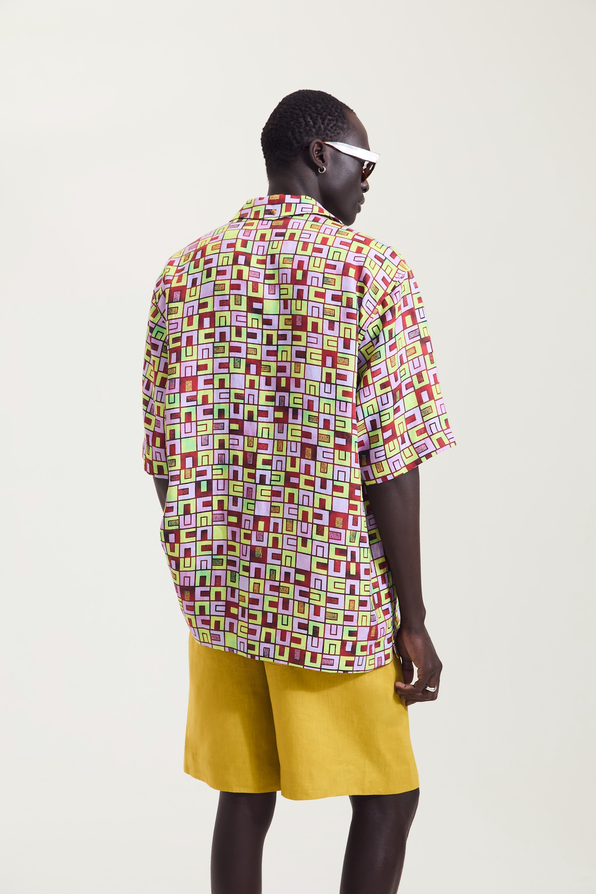 Boxes Print Short Sleeve Shirt