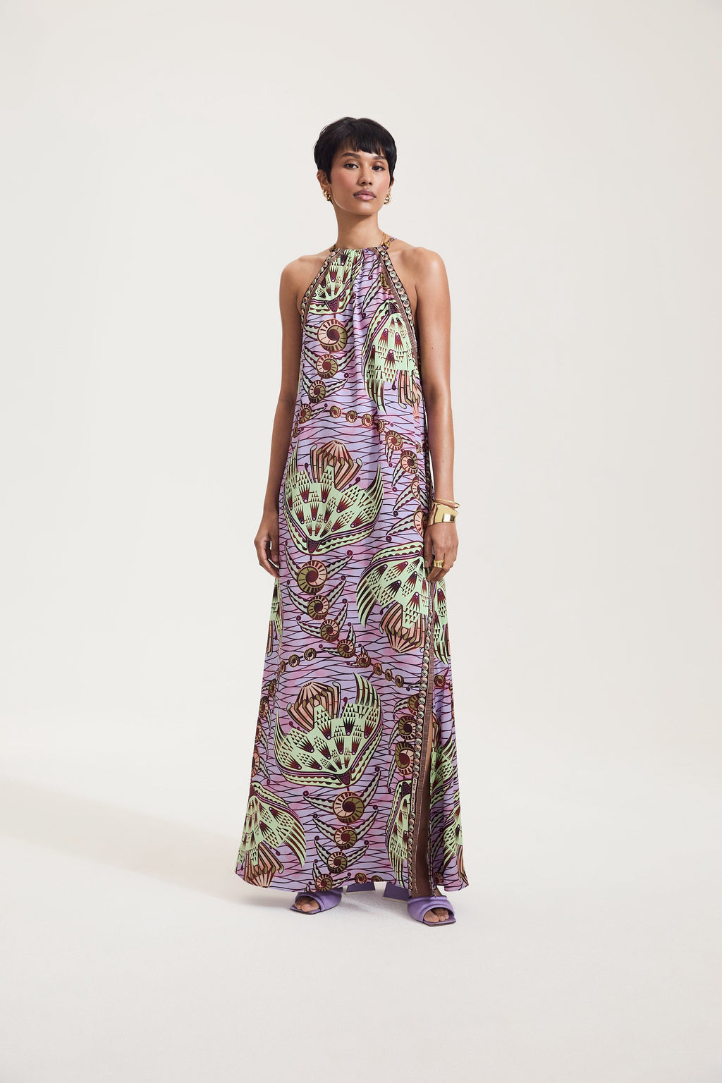 Strange Flowers Print Maxi Slip Dress