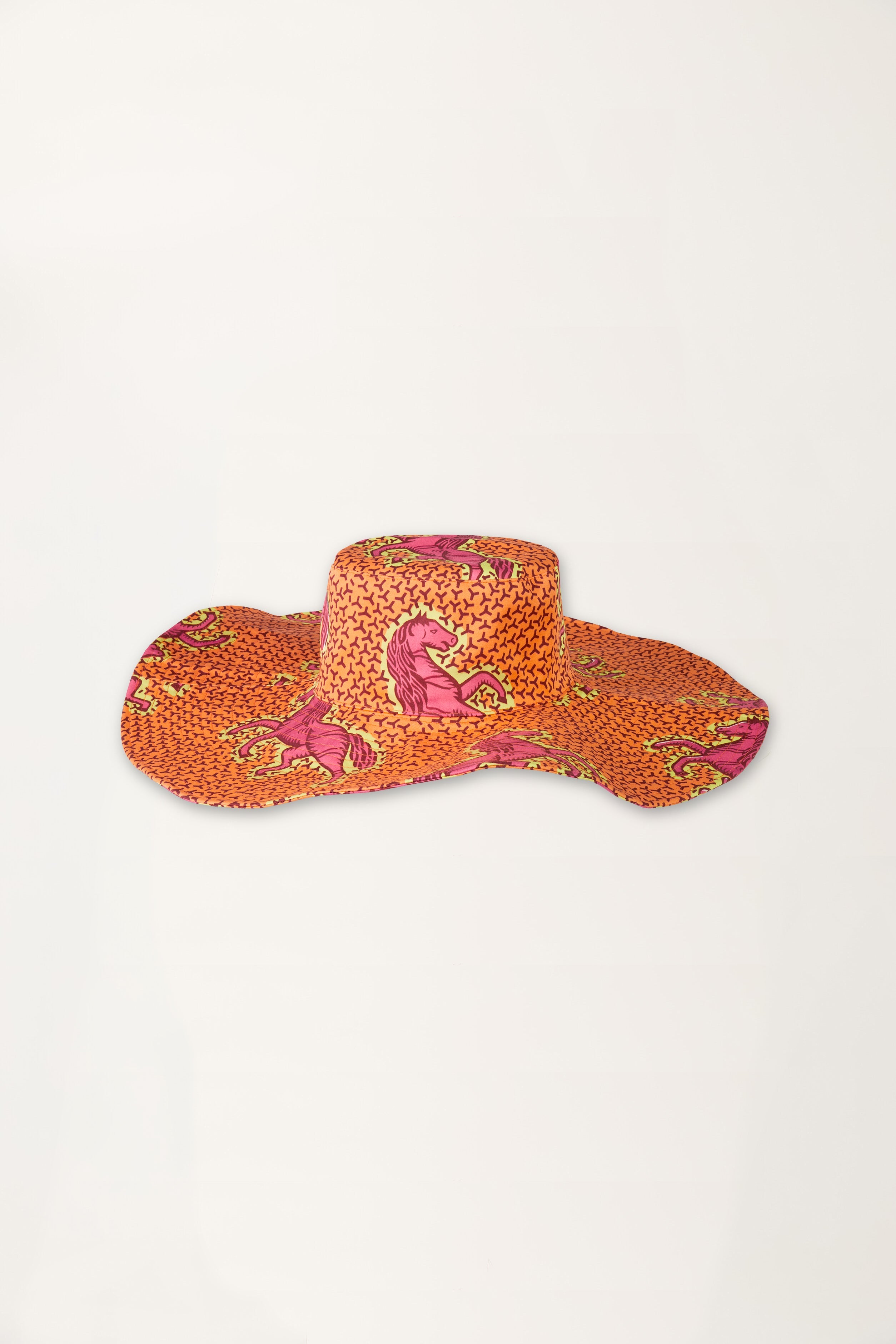 Jumping Horses print Orange Sun Hat
