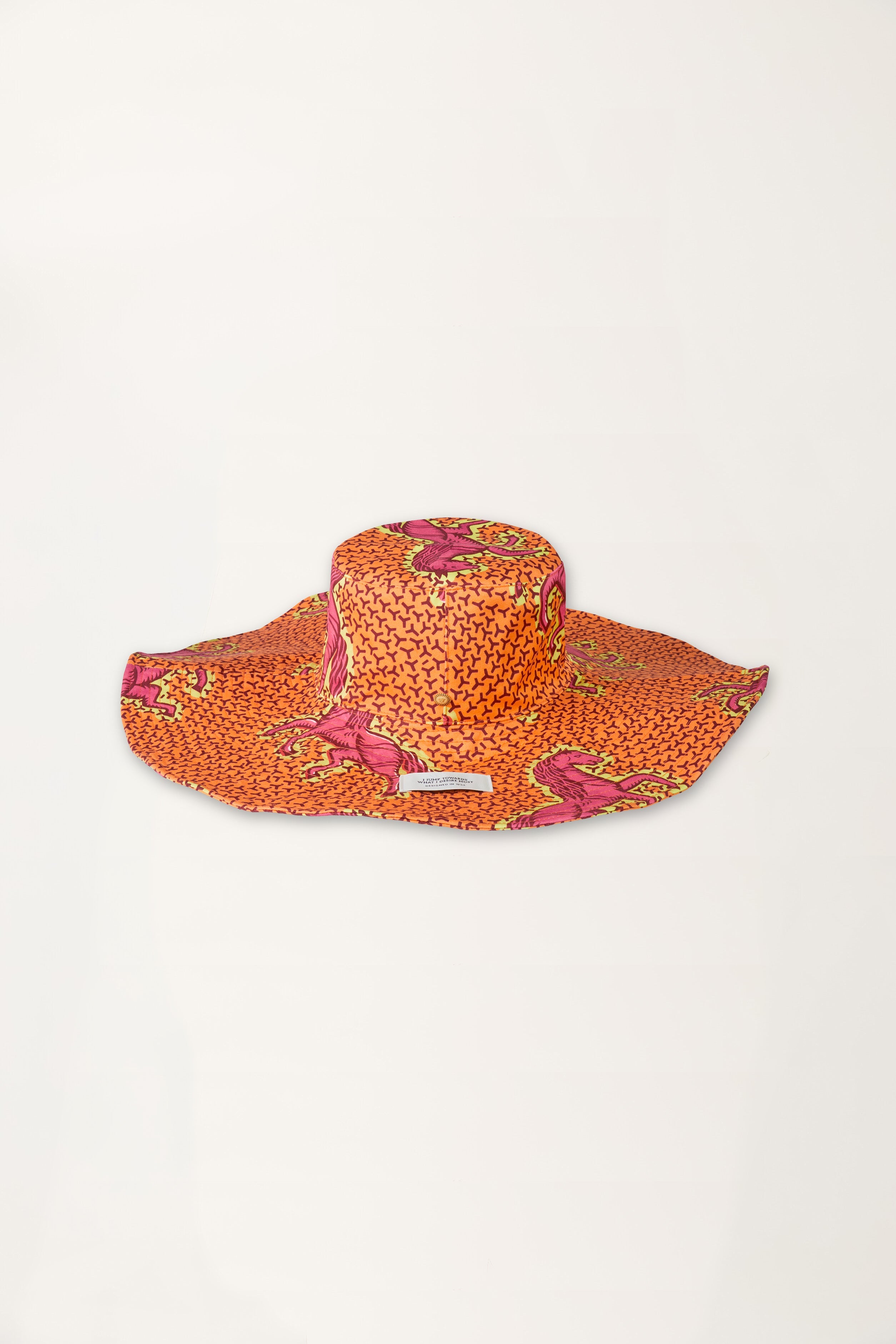 Jumping Horses print Orange Sun Hat